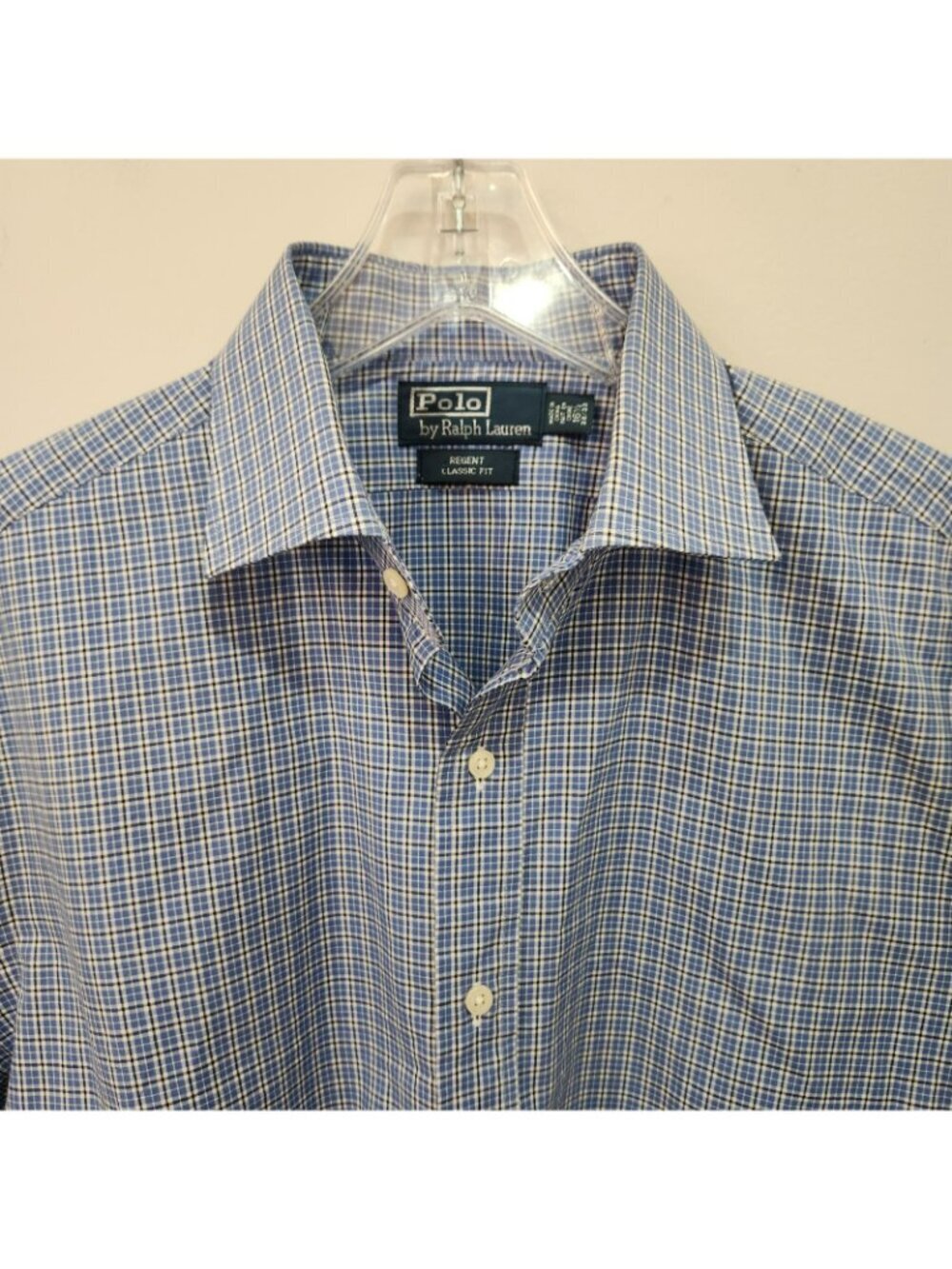 Polo Ralph Lauren Mens Regent Classic Fit Blue Plaid Gingham Dress Shirt 16.5" - Picture 2 of 10